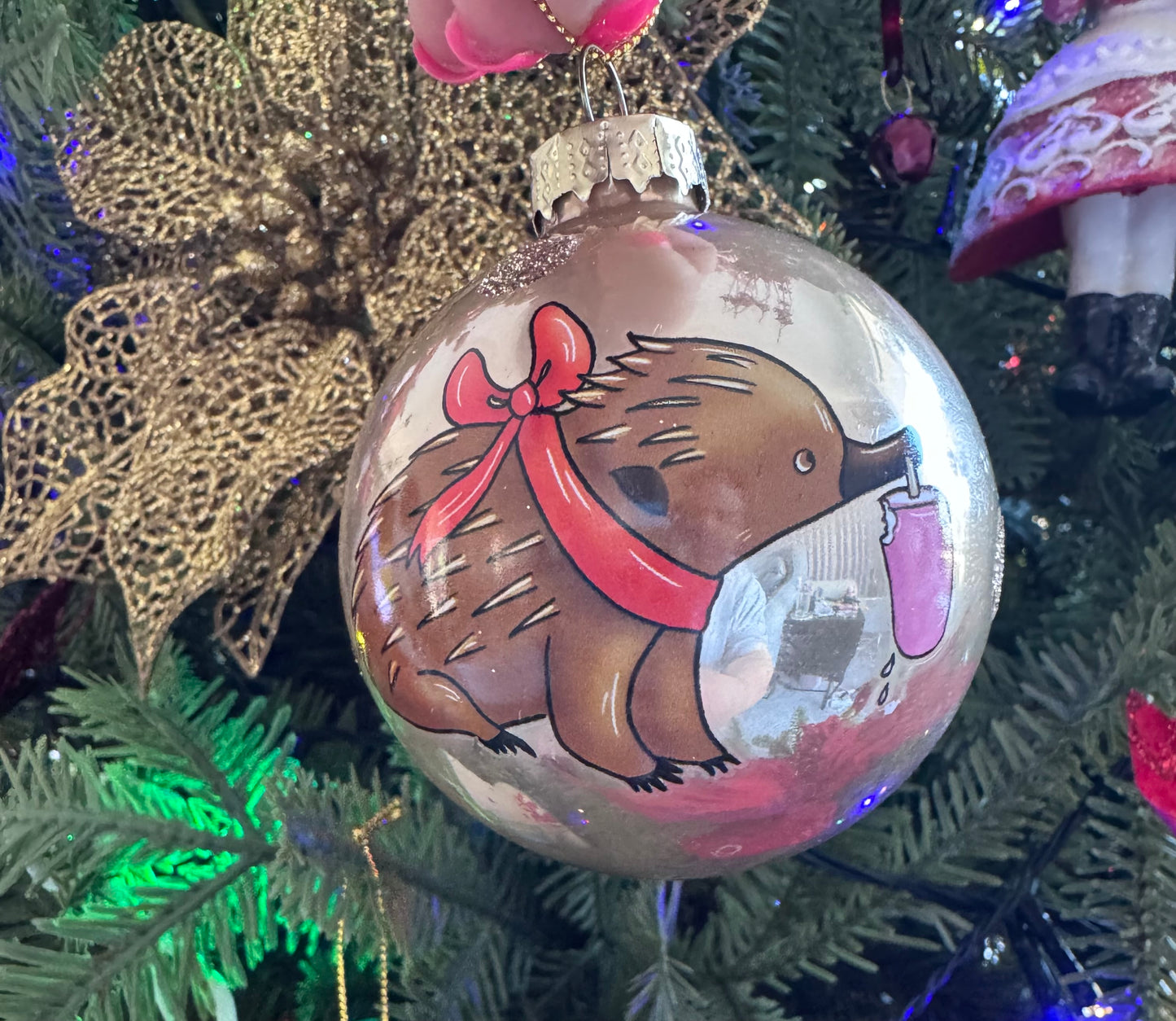 Glass Aussie Christmas Ornament - Gold
