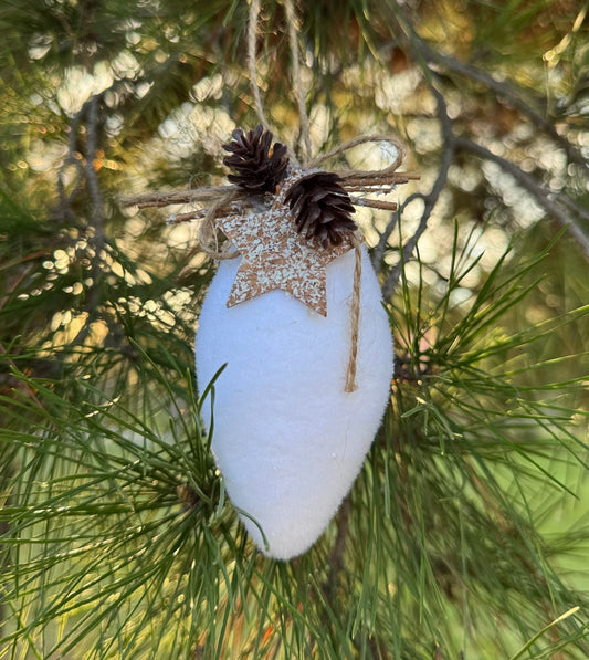 Rustic Teardrop Ornament with Pinecones & Star