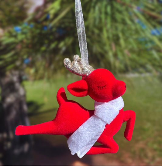 Hanging Red Reindeer with Scarf