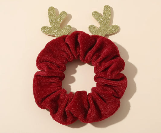 Velvet Reindeer Scrunchies