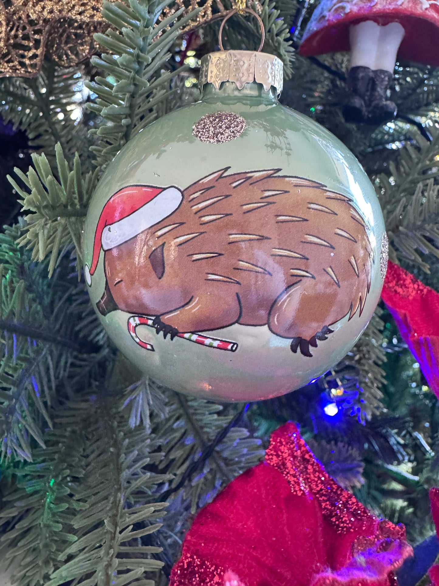 Glass Aussie Christmas Ornament - Green