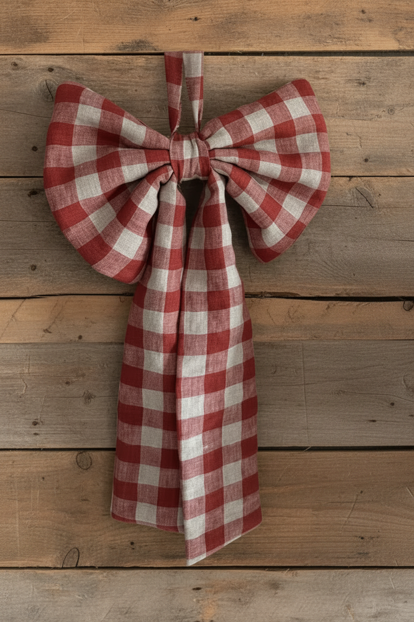 Gingham Christmas Bow
