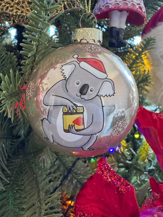 Glass Aussie Christmas Ornament - Gold