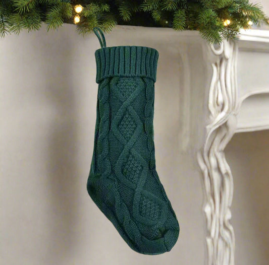 Forest Green Knitted Christmas Stocking