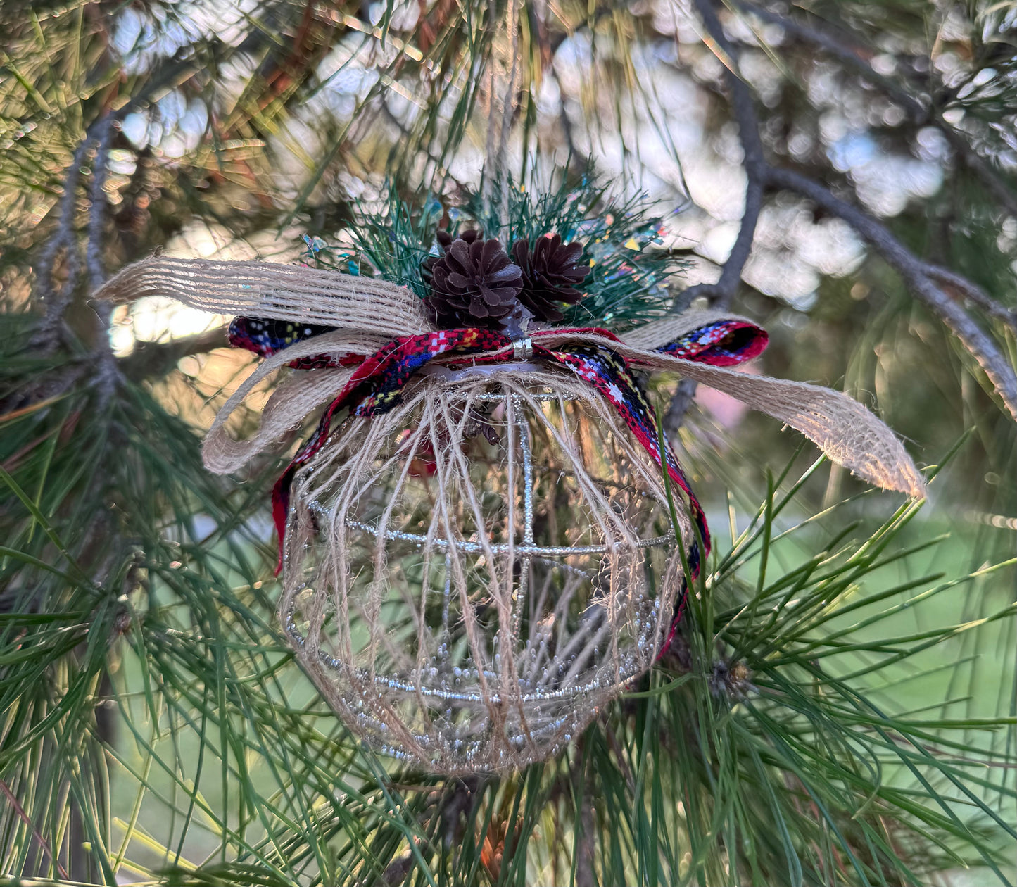 Wire Ball Ornament with Greenery & Berries