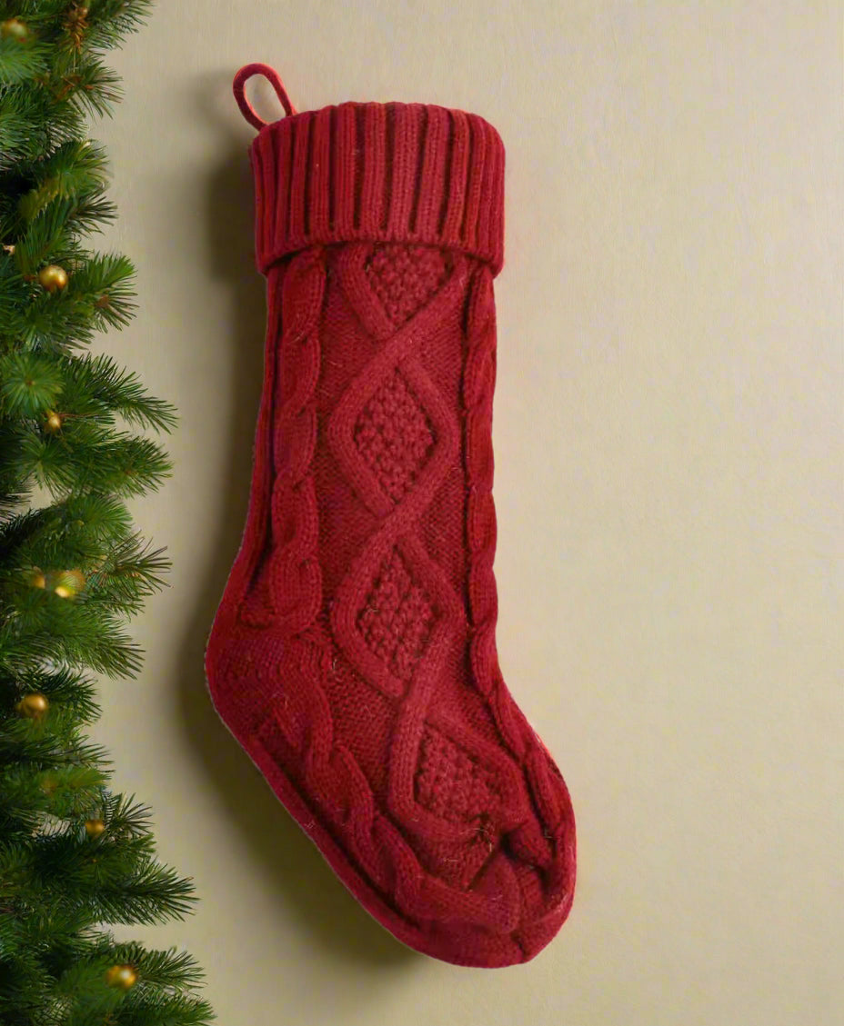 Classic Red Knitted Christmas Stocking